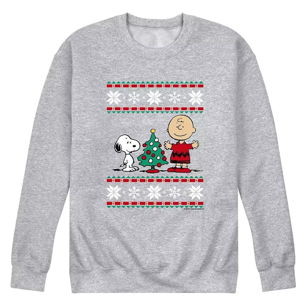 Mens Peanuts Snoopy Charlie Sweatshirt Athletic Grey Product Image