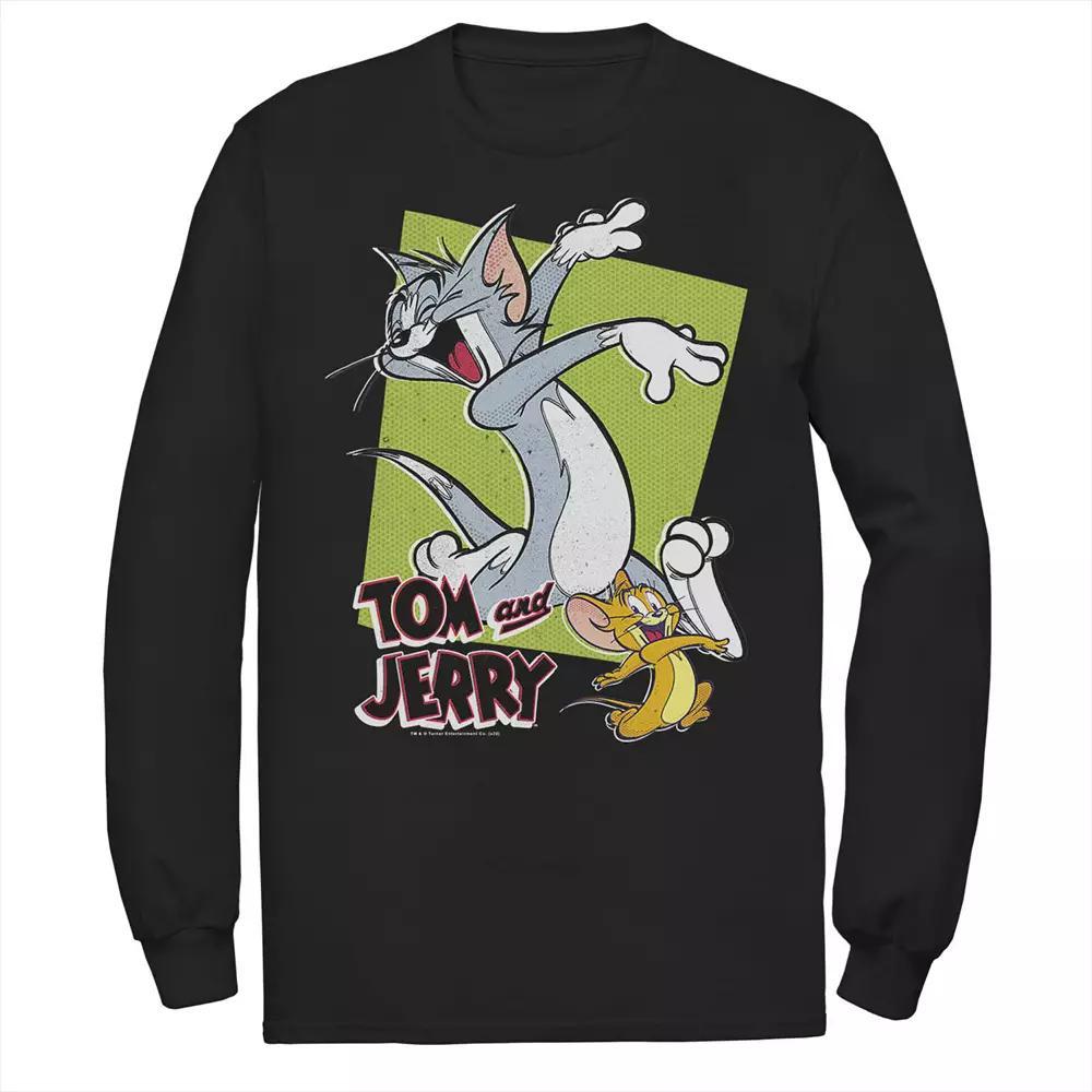 Mens Tom And Jerry Retro Style Green Box Portrait Tee, Men's, Size: Medium, Black Product Image