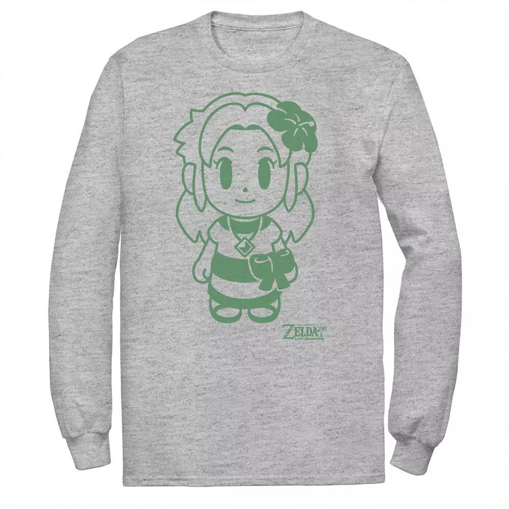 Men's Nintendo Legend Of Zelda Links Awakening Marin Green Outline Portrait Tee, Size: XXL, Athletic Grey Product Image