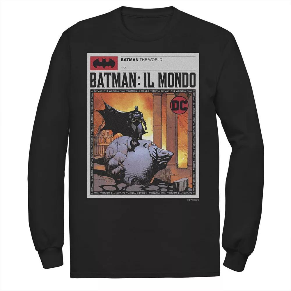 Men's Batman: Il Mondo Italy News Poster Tee, Boy's, Size: Small, Black Product Image