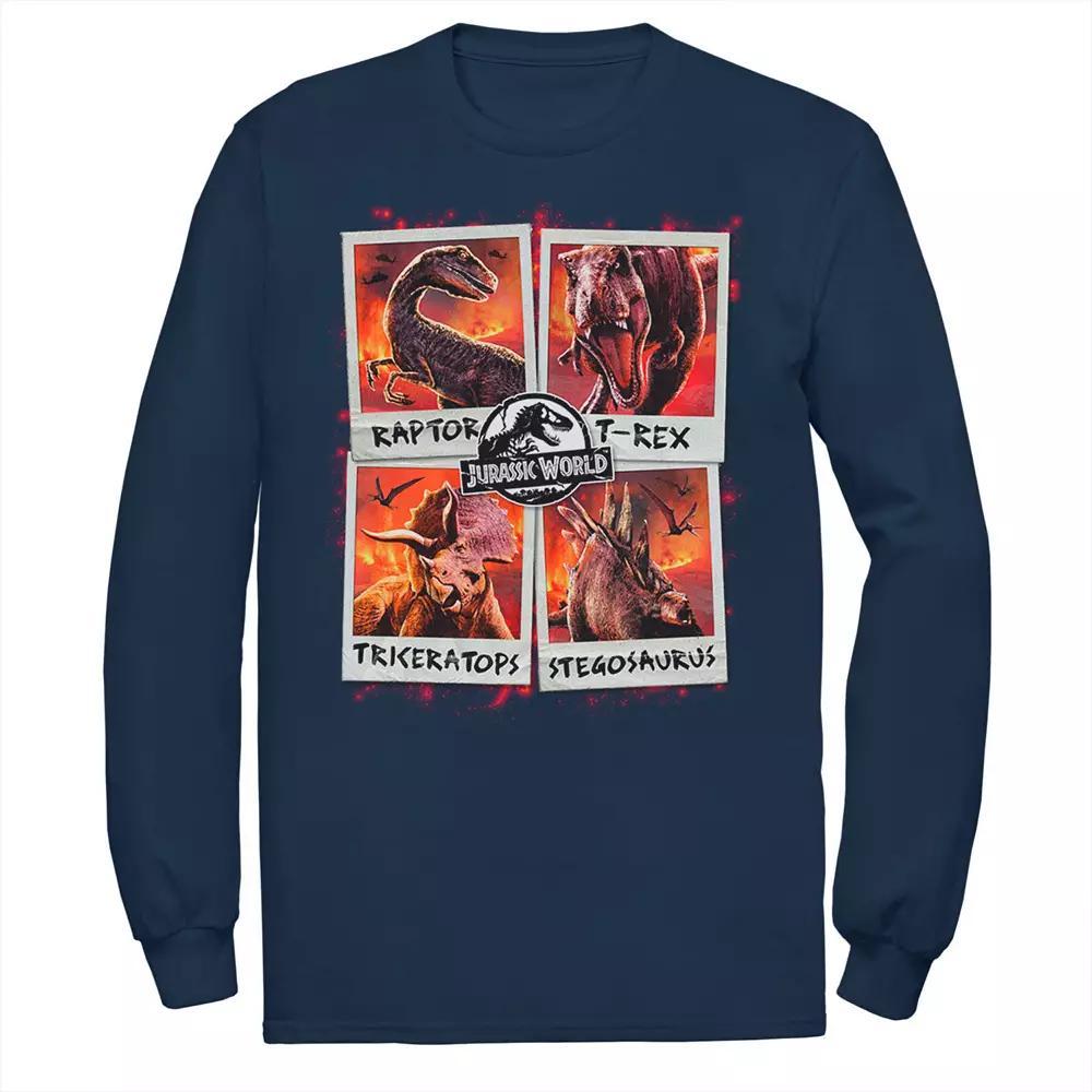Men's Jurassic World Two Dino Vacation Polaroids Tee, Size: Small, Blue Product Image