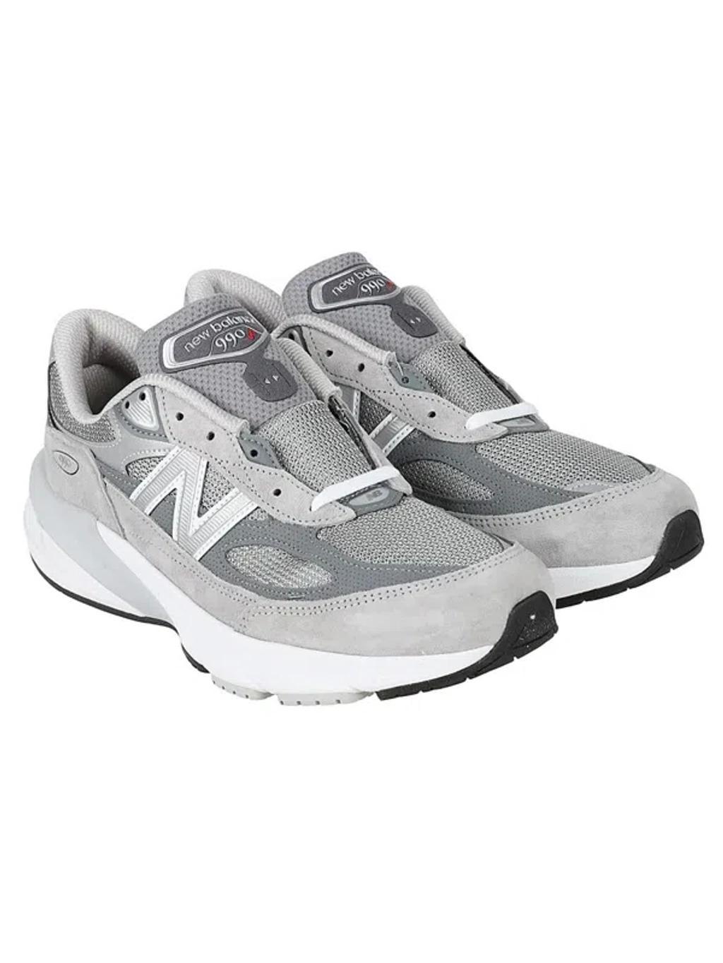 NEW BALANCE Grey Low Top Sneakers With Logo Detail In Suede And Tech Fabric Man Product Image