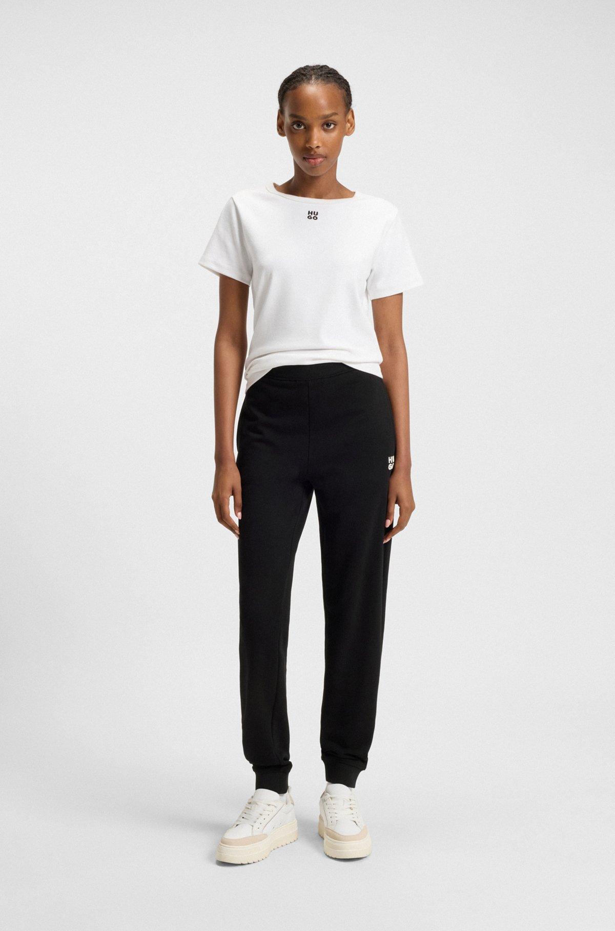 Cotton-terry tracksuit bottoms with stacked logo Product Image