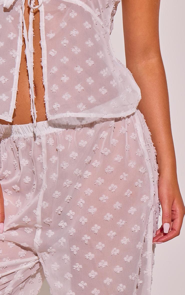 White Wide Leg Textured Beach Pants Product Image
