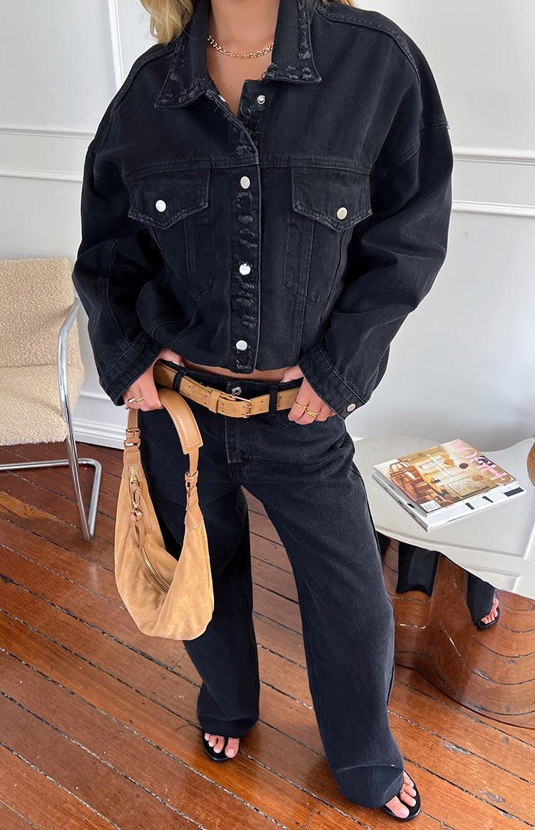 She's Yours Black Wide Leg Boyfriend Jeans Girls Product Image