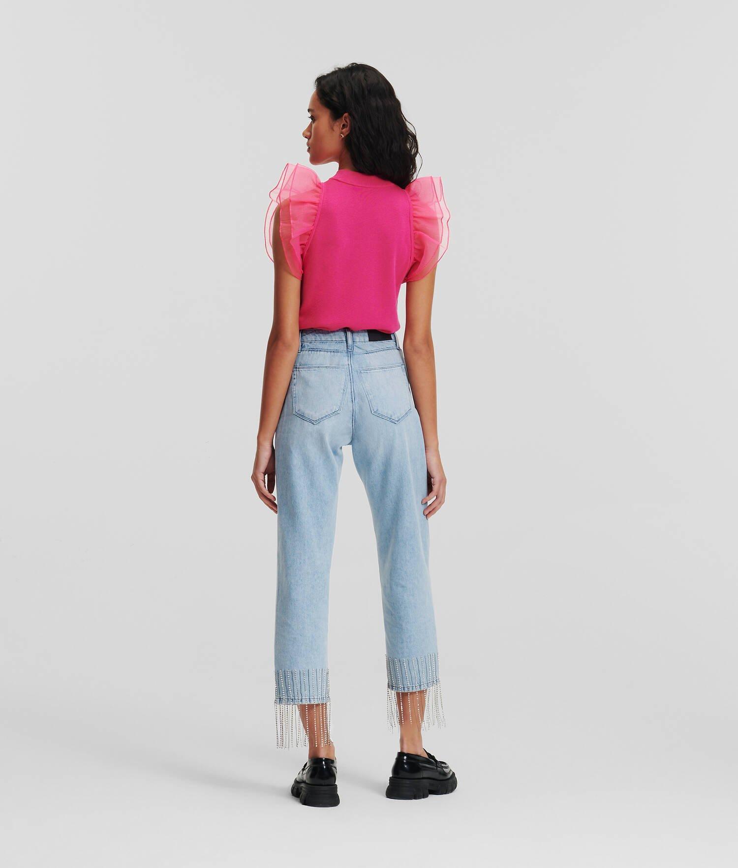 RHINESTONE FRINGED JEANS Product Image