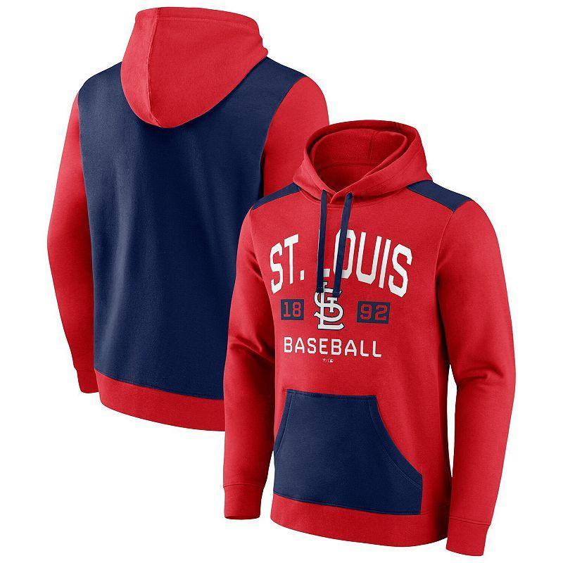 Men's Fanatics Branded Red/Navy St. Louis Cardinals Chip In Team Pullover Hoodie, Size: Small Product Image