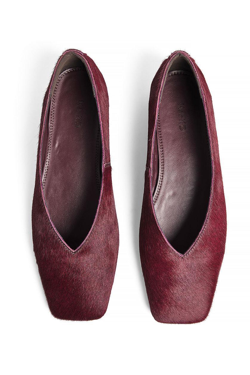 Squared Toe Leather Ballerina Product Image