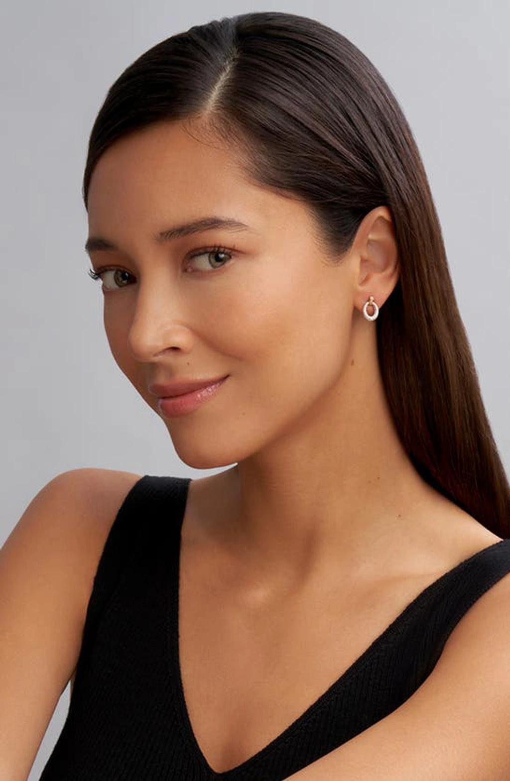 LAGOS Two Tone Caviar Diamond Oval Earrings In Silver Product Image