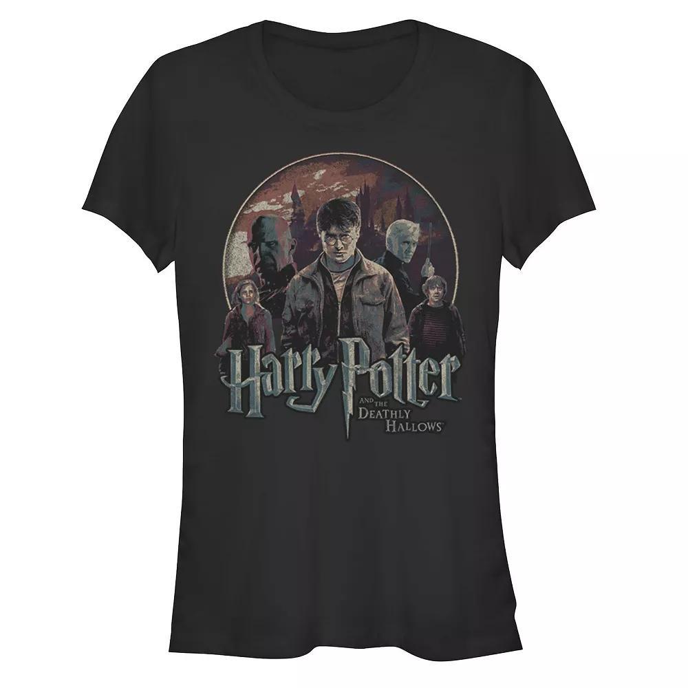 Juniors' Harry Potter And The Deathly Hallows Group Shot Fitted Graphic Tee, Girl's, Size: Large, Black Product Image