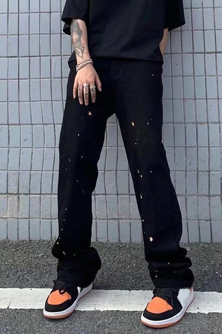 Sopula Casual Splattered Straight Jeans Product Image