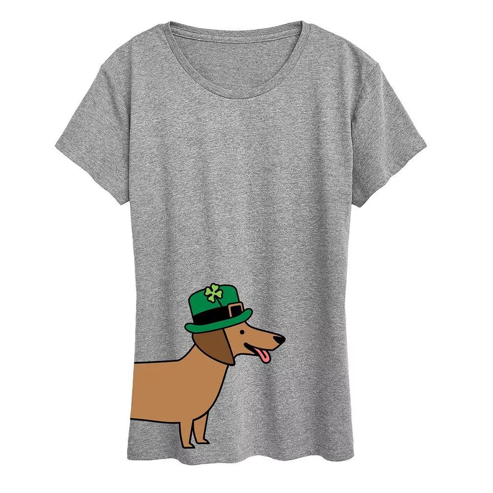 Women's St. Patrick's Day Dachsund Graphic Tee, Girl's, Size: XXL, Grey Gray Product Image