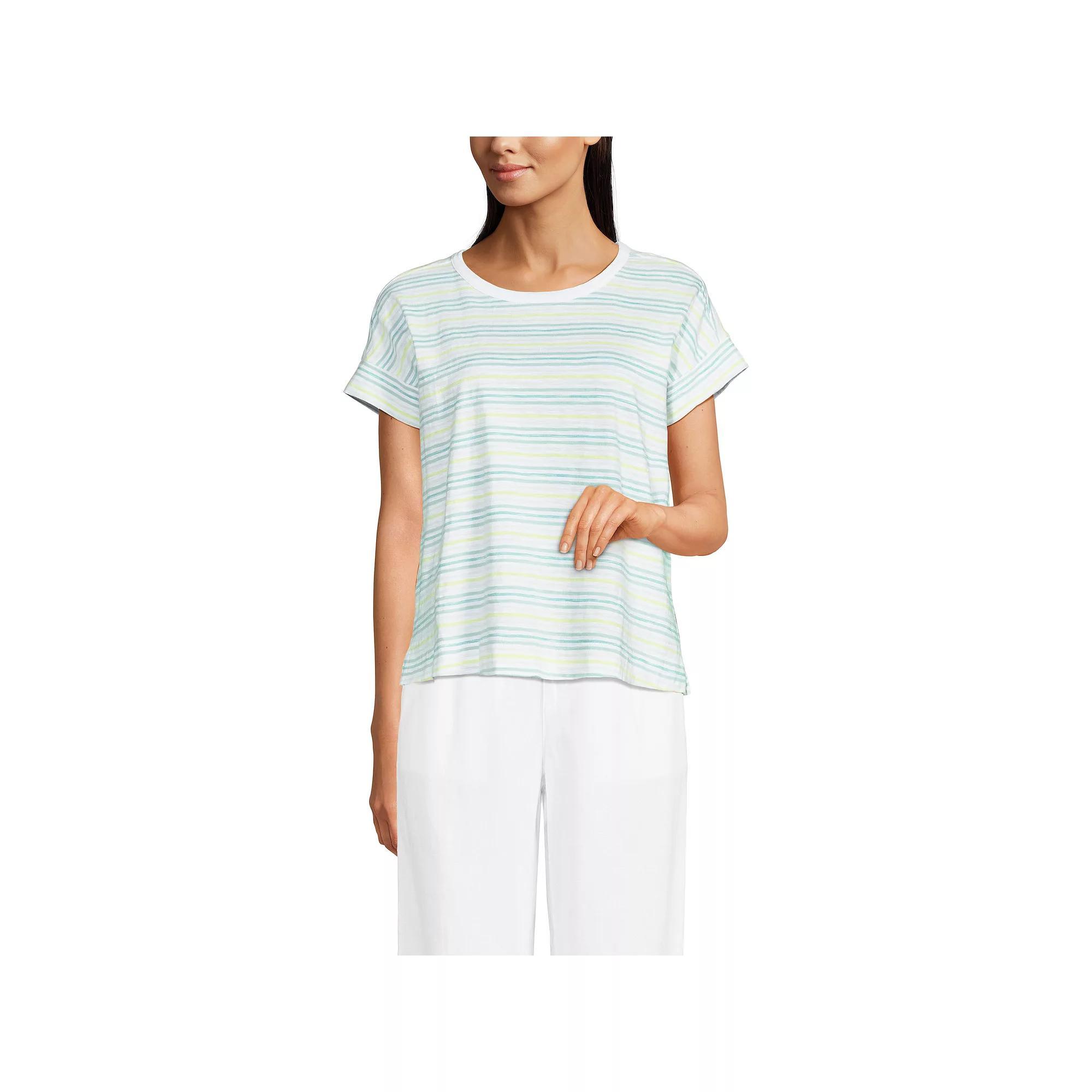 Women's Lands' End Short Sleeve Boxy Slub Tee, Size: Small, Ivory Product Image