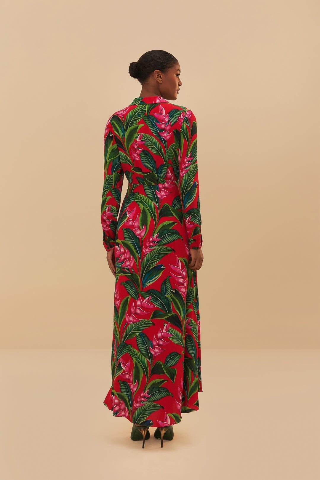 Red Dream Garden Long Sleeve Maxi Dress Product Image