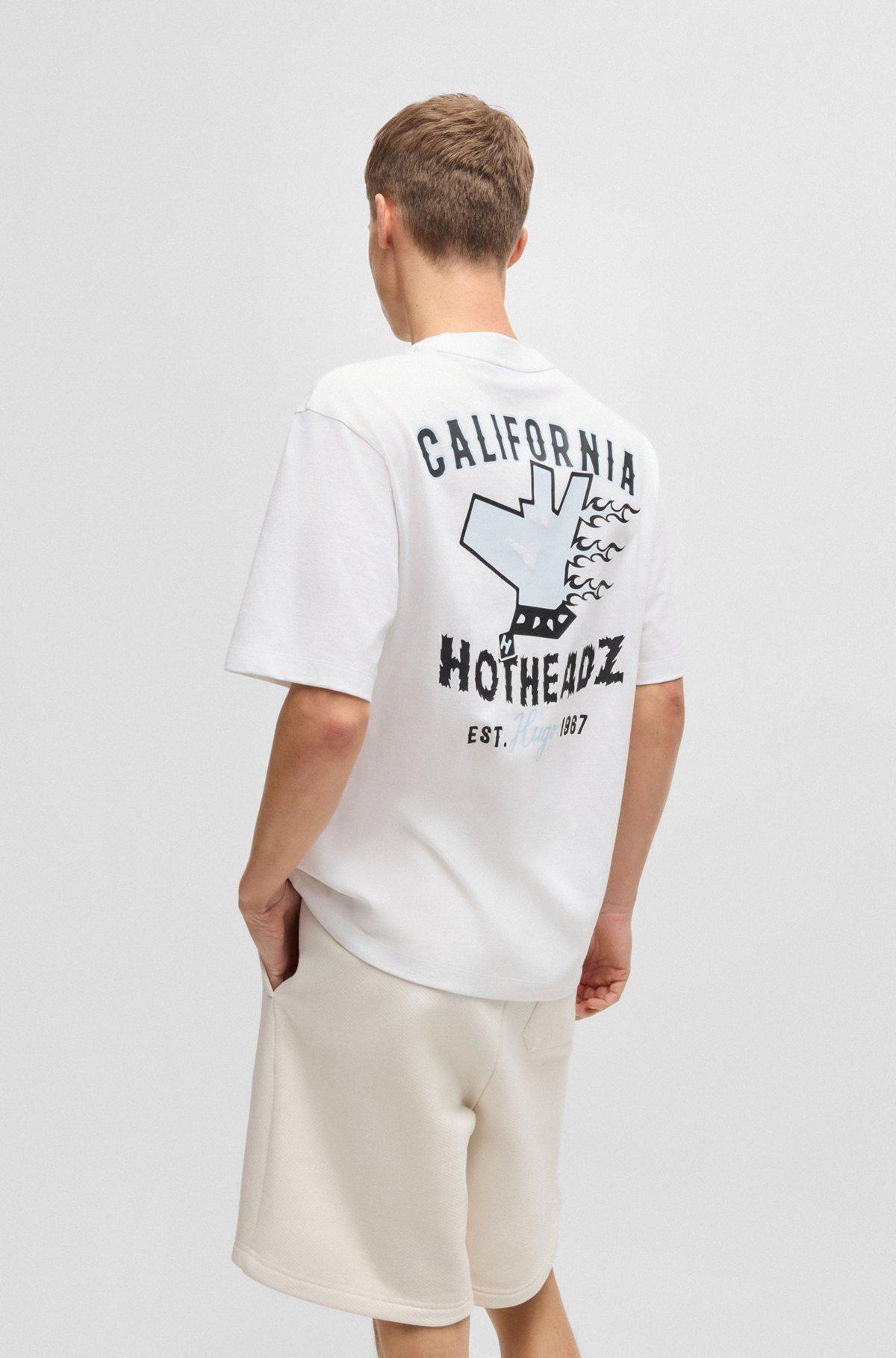 Cotton-jersey T-shirt with graphic prints Product Image