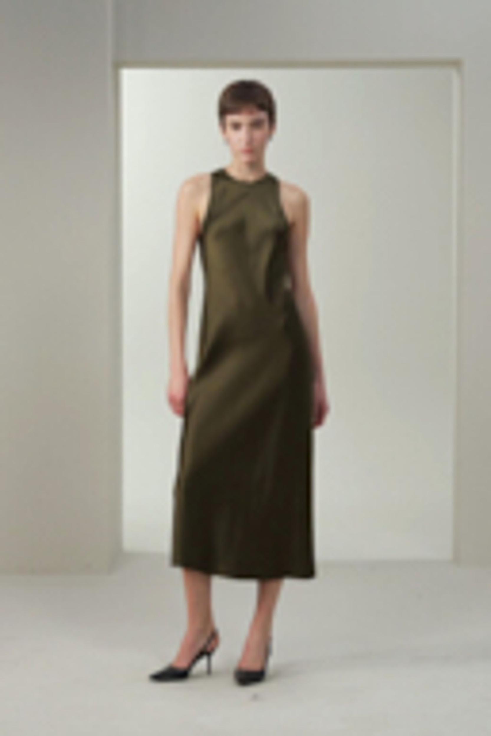 Sleek Sleeveless Silk Maxi Dress Product Image