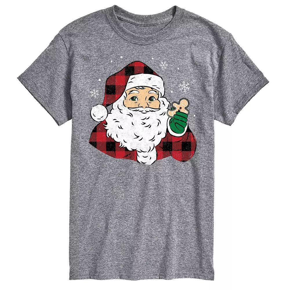 Men's Vintage Santa Plaid Cookie Graphic Tee, Size: XL, Black Product Image