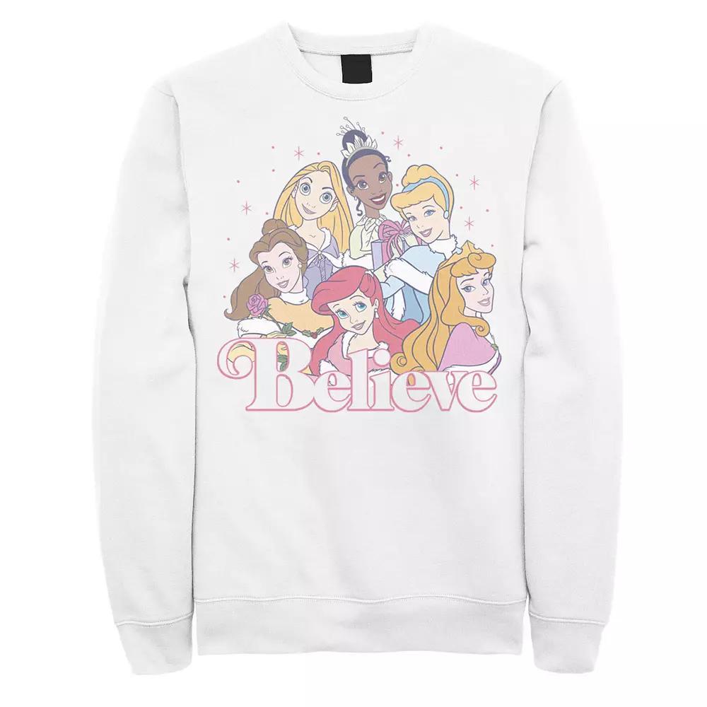 Disney's Princesses Men's Christmas Believe Group Shot Sweatshirt, Size: Small, White Product Image