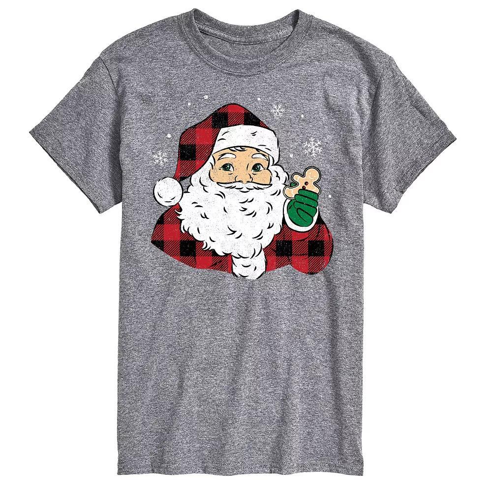 Men's Vintage Santa Plaid Cookie Graphic Tee, Size: XL, Black Product Image