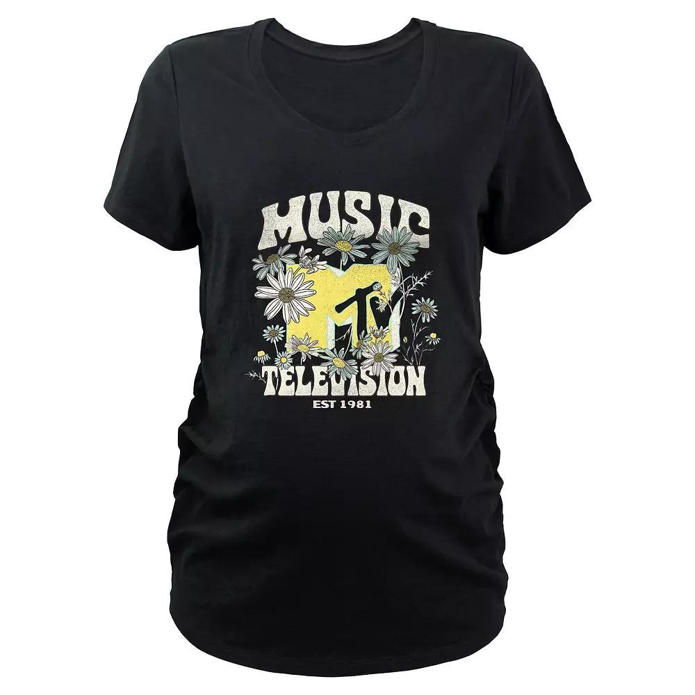 Maternity MTV Springtime Logo Graphic Tee, Women's, Size: Large-Mat, Black Product Image