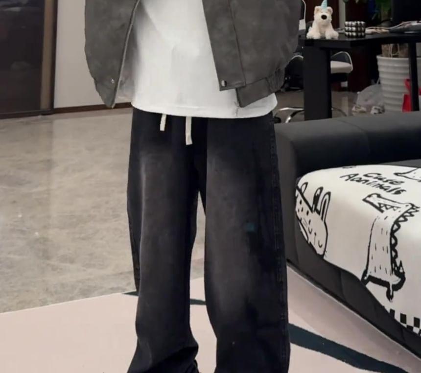 Faux Leather Zip-Up Jacket Product Image