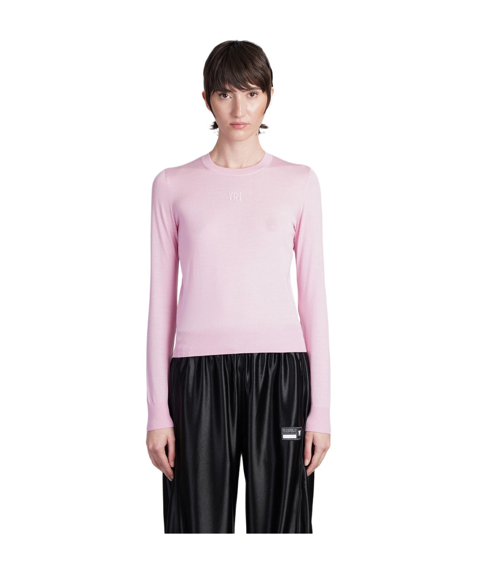 ALEXANDER WANG T Alexander Wang Crewneck Long-sleeved Ribbed Top In Purple Product Image