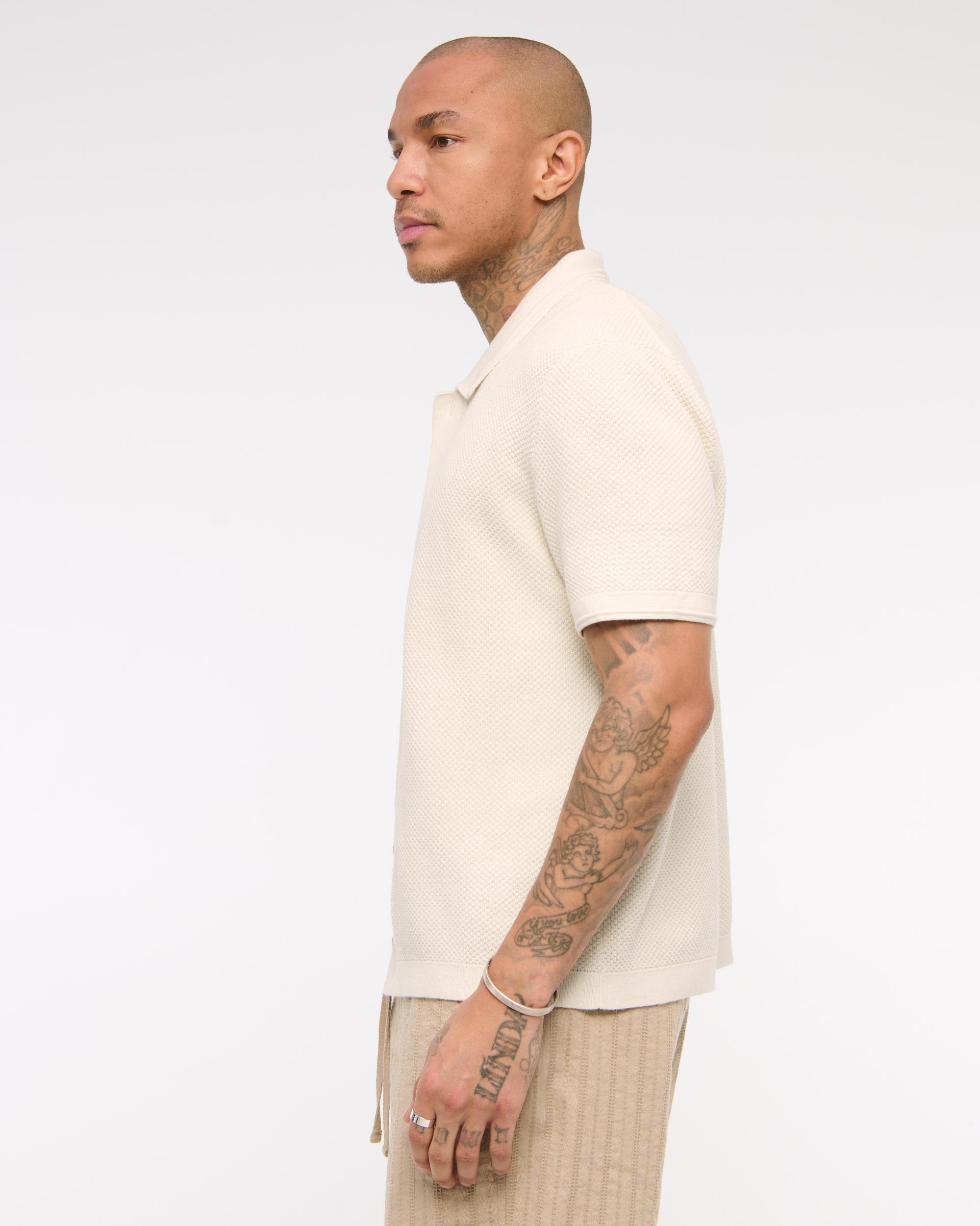 Garment Dye Button-Through Sweater Polo Product Image