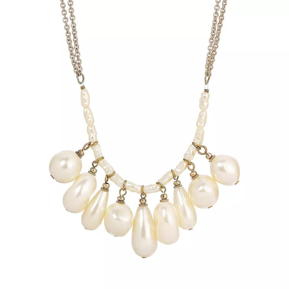 1928 Gold Tone Simulated Pearl Multi Drop Necklace, Womens, White Product Image
