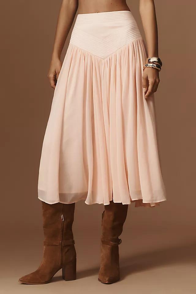 By Anthropologie Satin Trapunto Midi Skirt Product Image