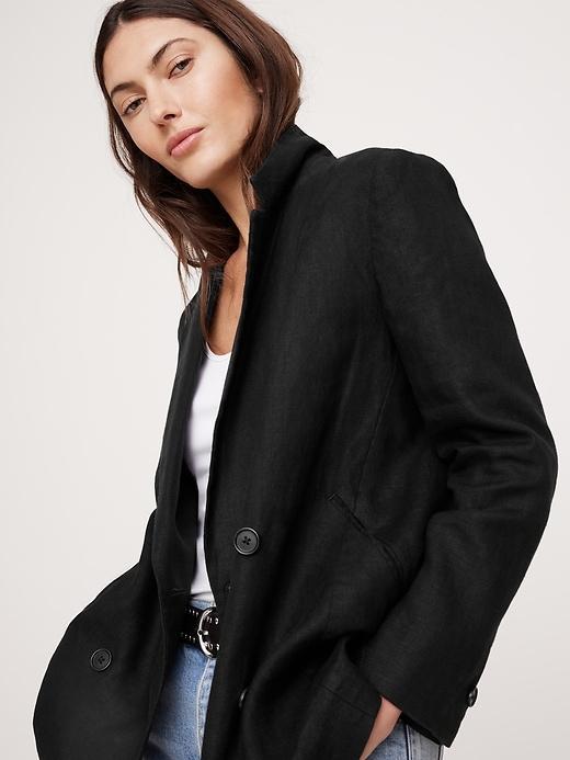 Relaxed Double-Breasted Linen Blazer Product Image