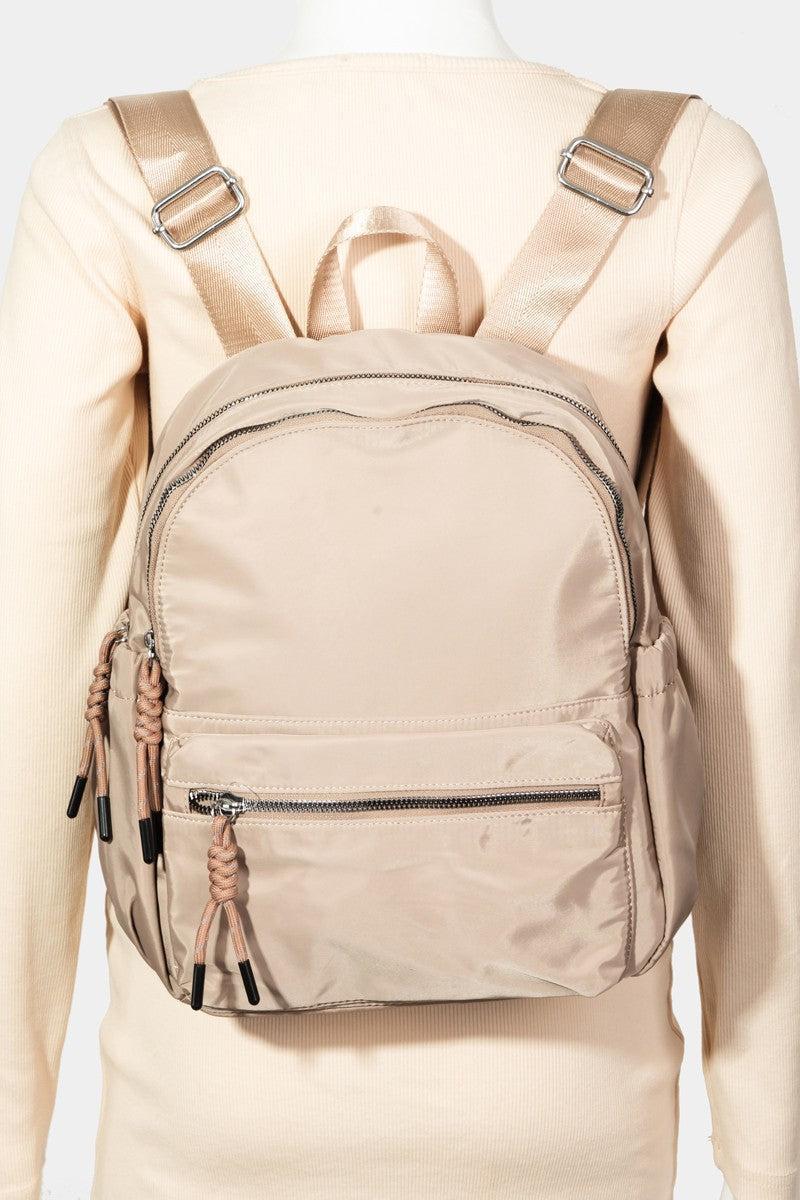 Fame Adjustable Strap Nylon Backpack Bag with Side Pockets Product Image