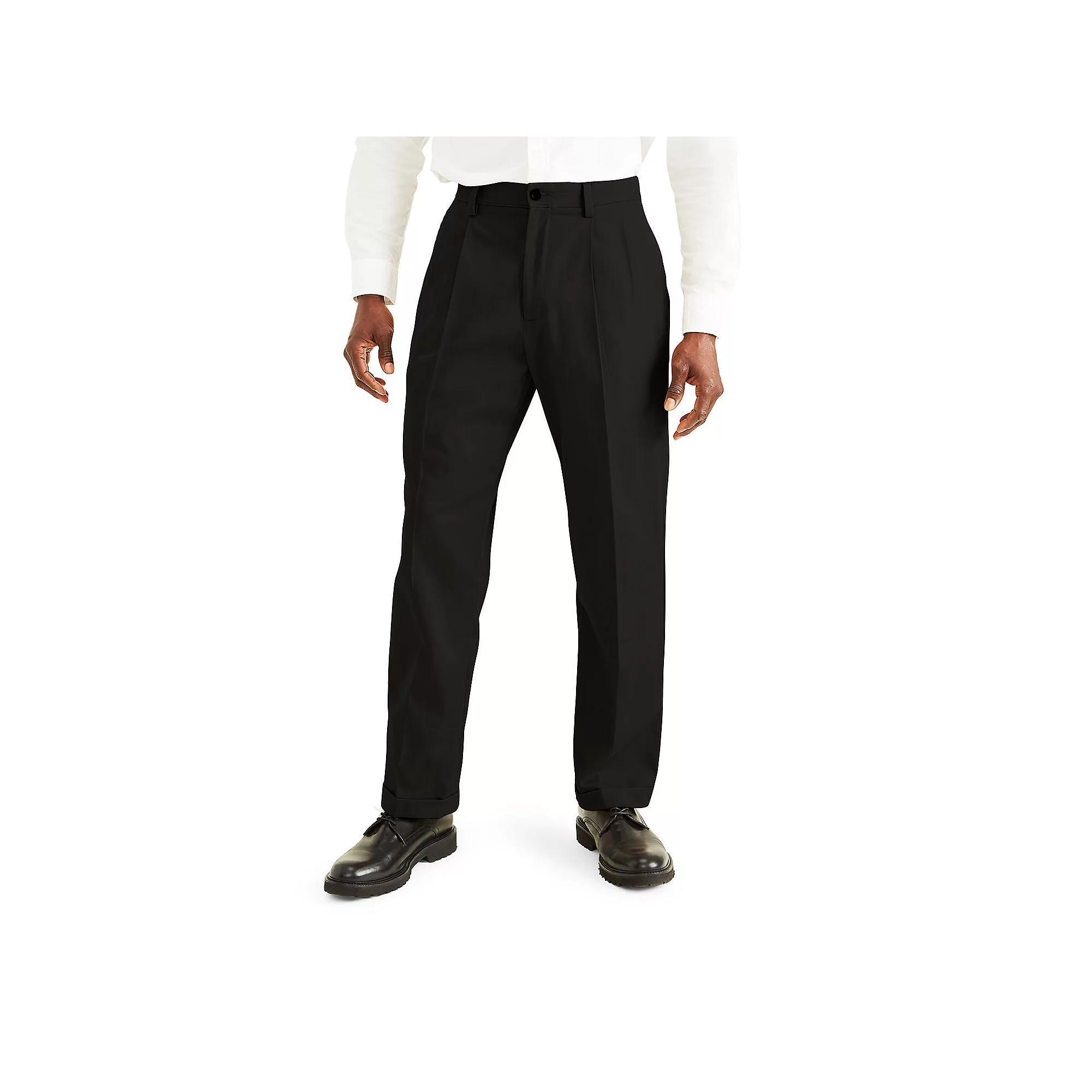 Men's Dockers® Stretch Easy Khaki Relaxed-Fit Pleated Pants, Size: 36X34, Black Product Image