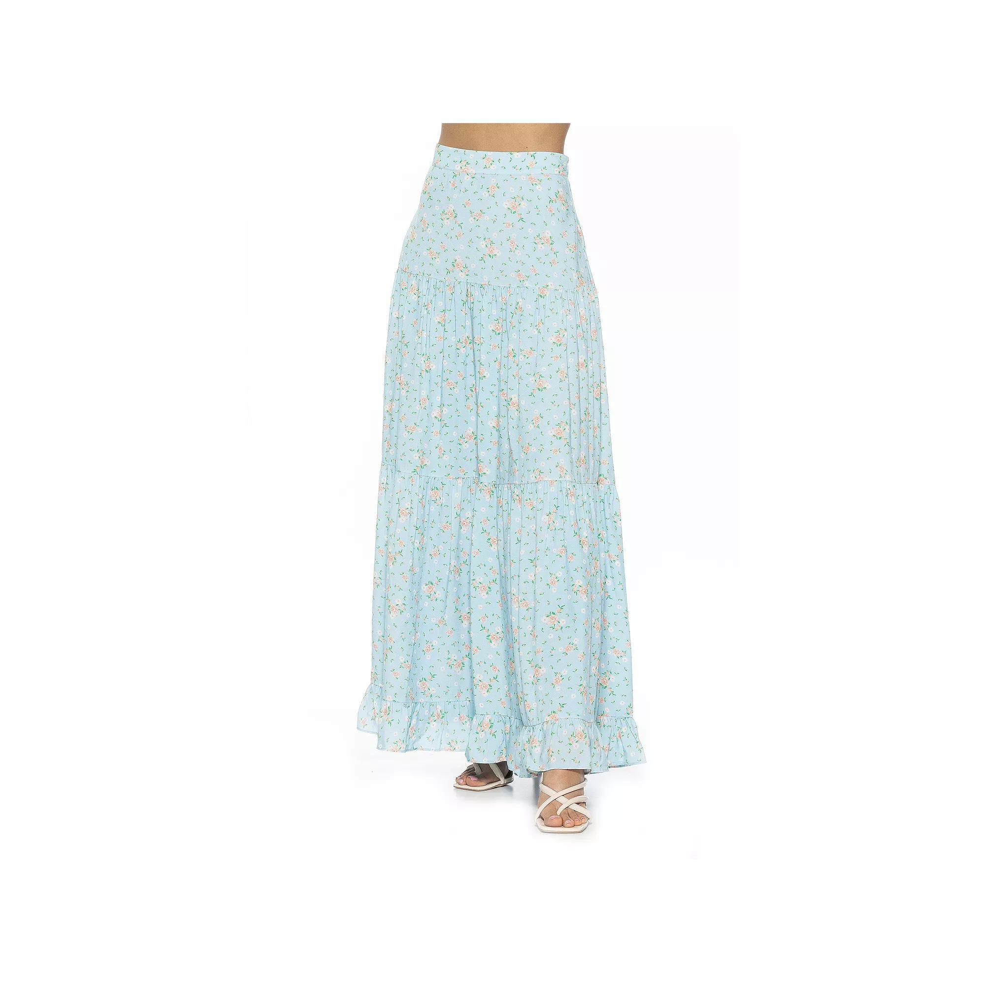 Women's ALEXIA ADMOR Halima Tiered Maxi Skirt, Size: 12, Ivory Ditzy Product Image