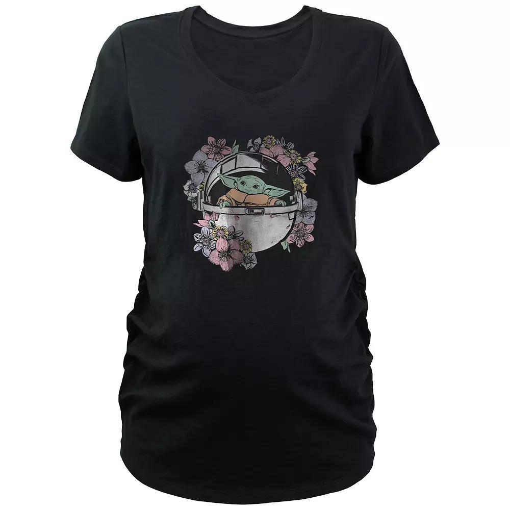 Maternity Star Wars Rose Rebel Emblem V-Neck Graphic Tee, Women's, Size: Small-Mat, Black Product Image