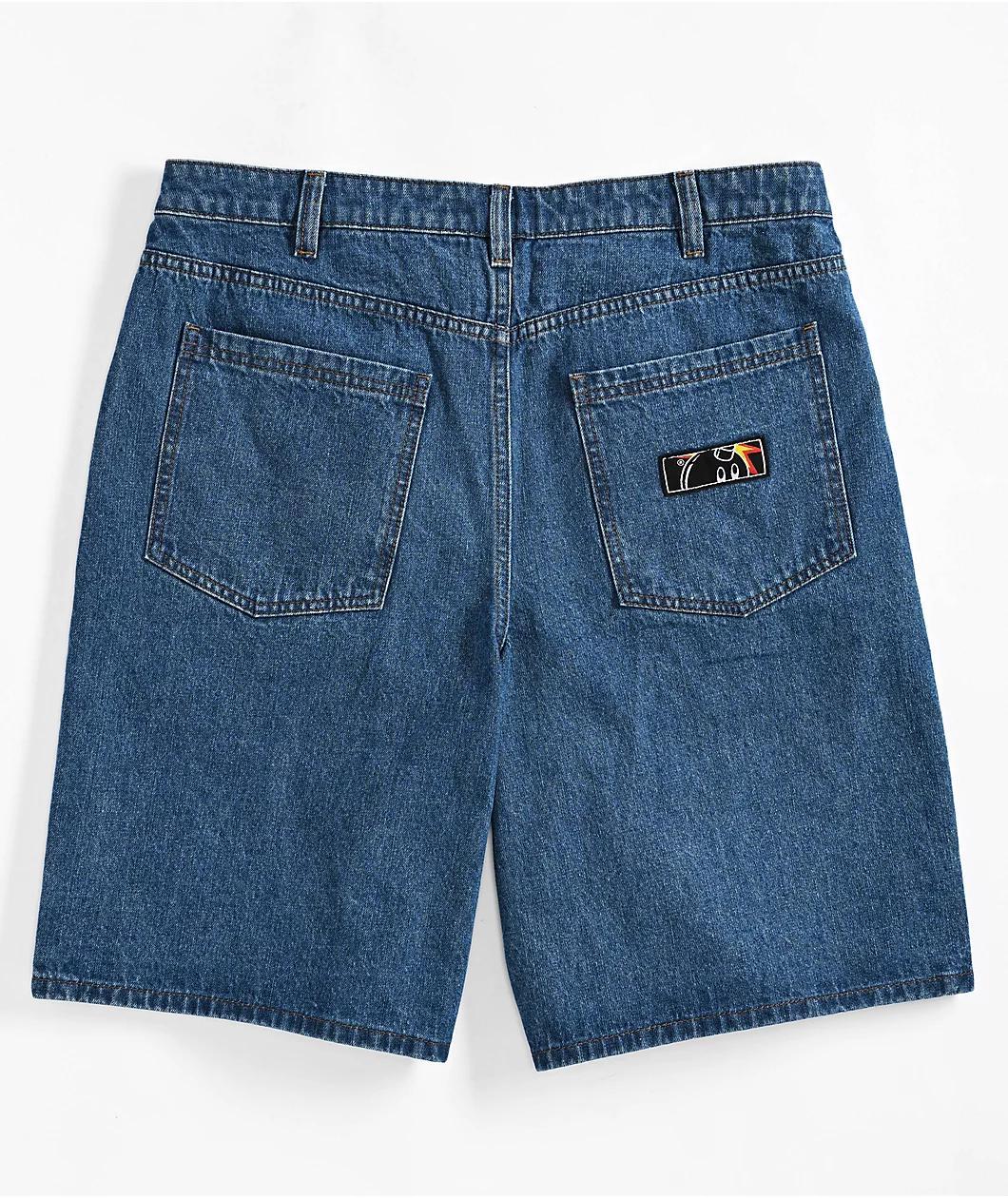 Adam Bomb Speed Blue Denim Baggy Shorts Product Image
