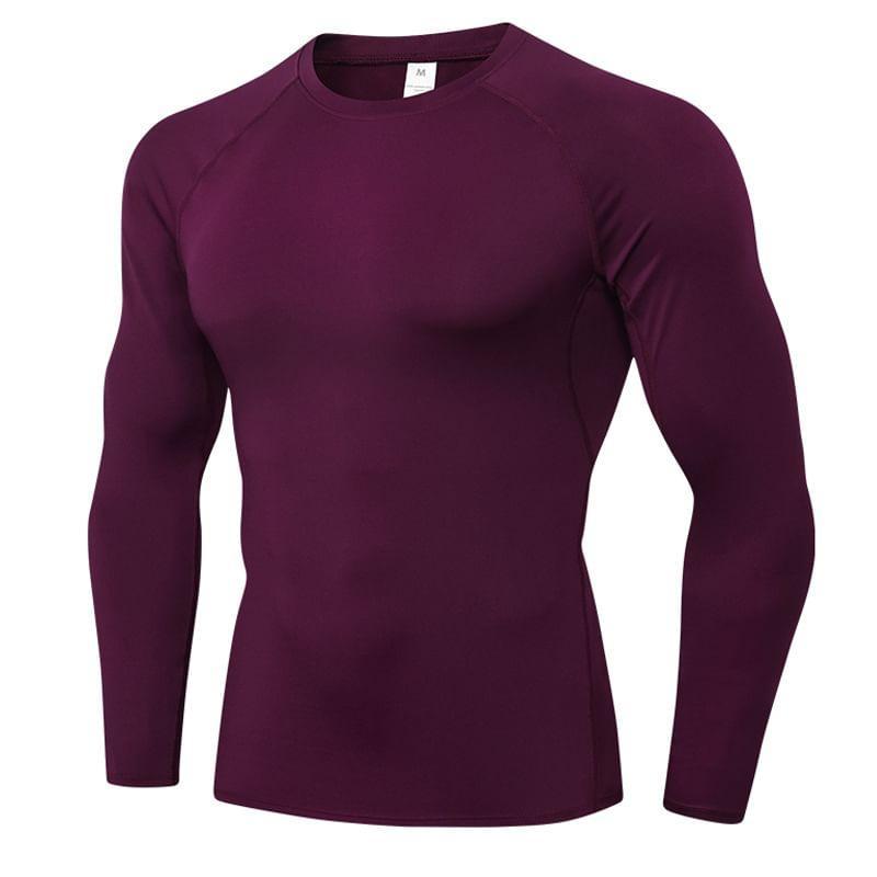 Long-Sleeve Round Neck Plain Sport T-Shirt Product Image