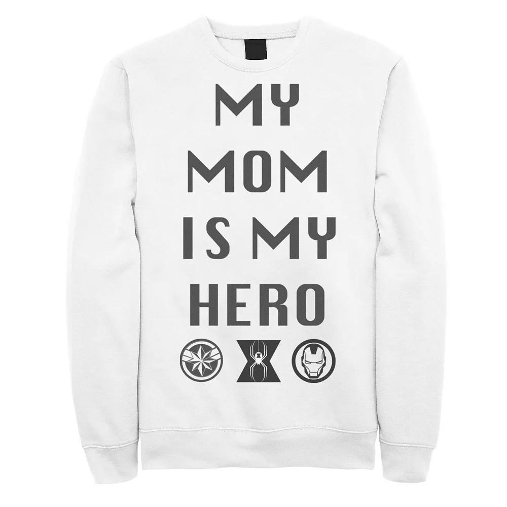 Men's Marvel Mom Is My Hero Logo Sweatshirt, Size: Small, White Product Image