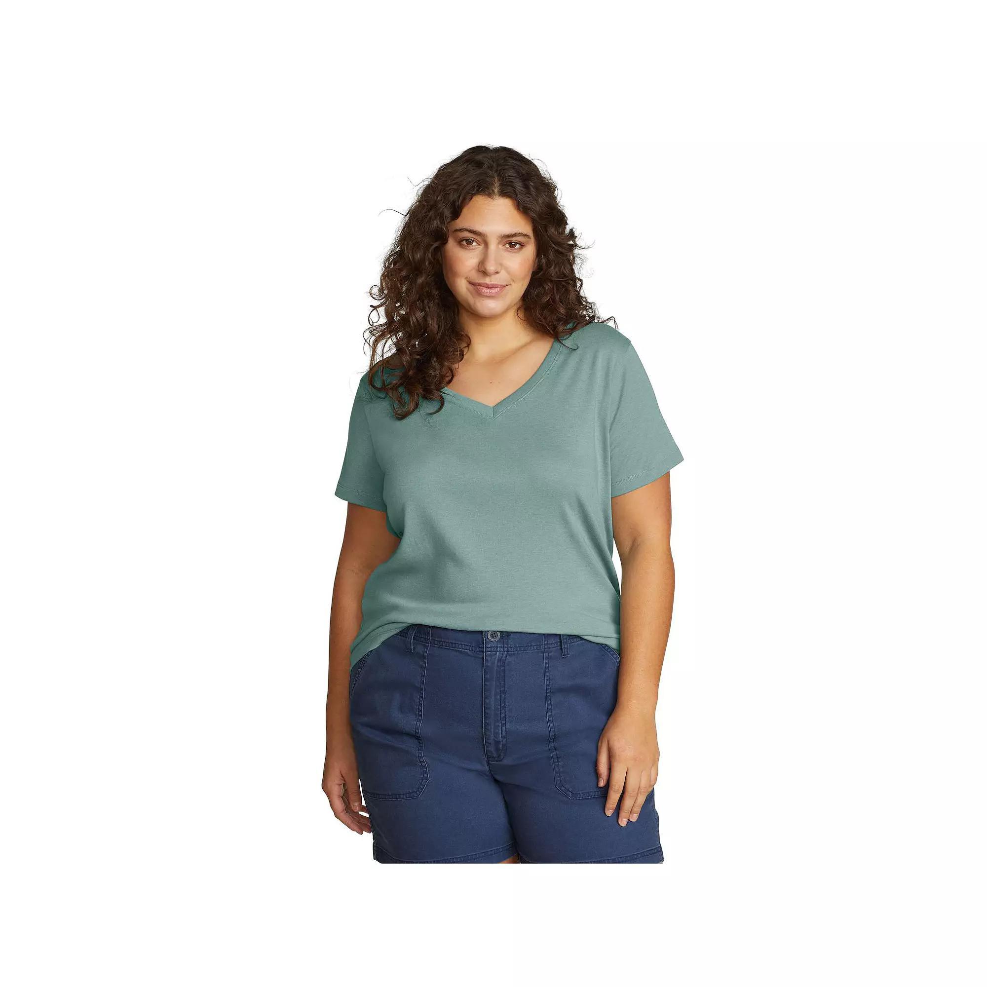 Plus Size Eddie Bauer Short Sleeve Favorite V-Neck Tee, Womens Medium Grey Grey Product Image