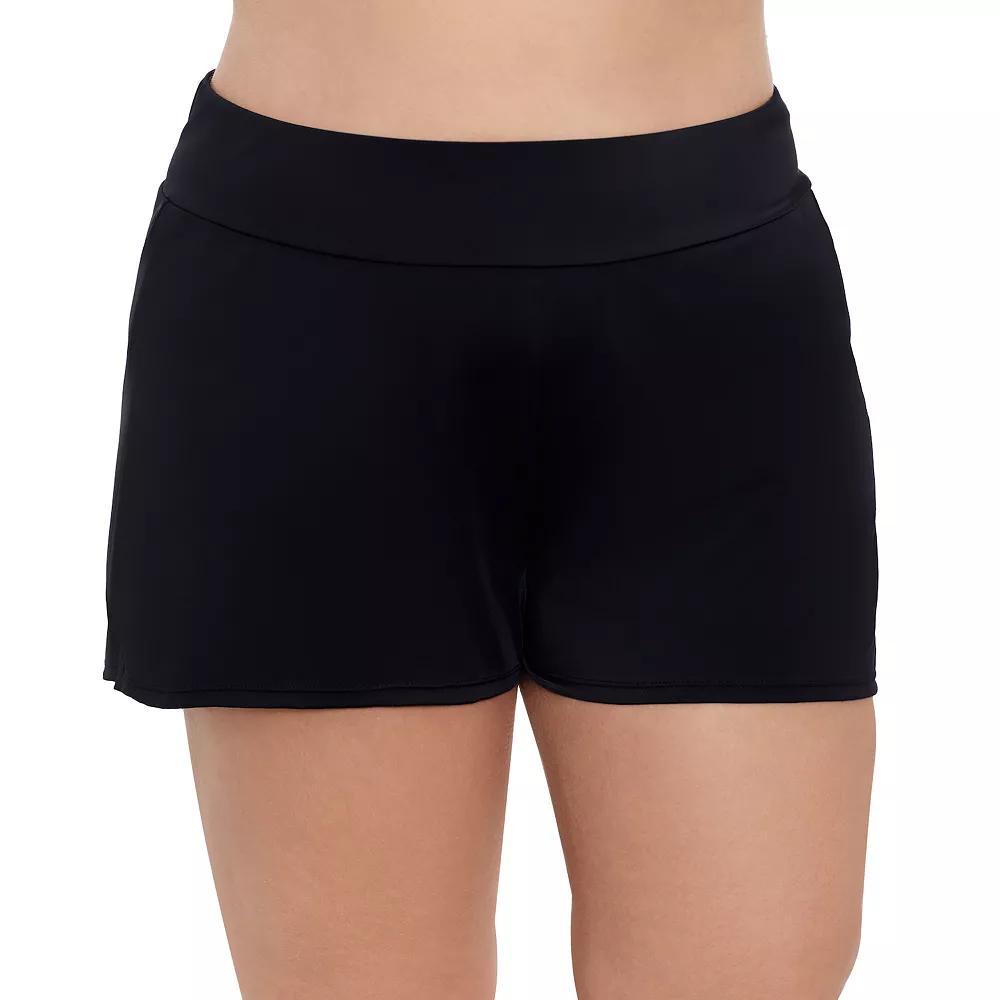 Plus Size Bal Harbour Super High Waist Swim Shorts, Women's, Size: 1XL, Black Product Image