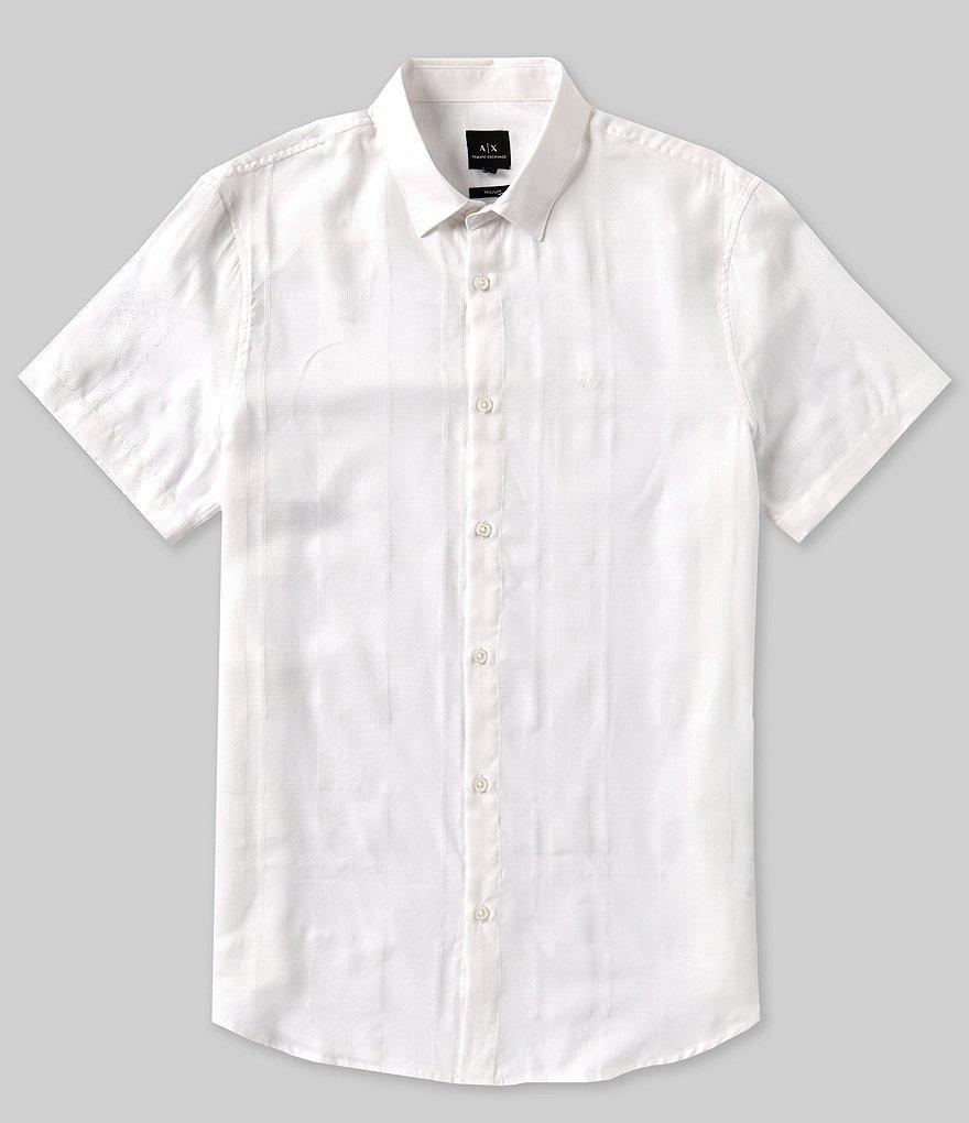 Armani Exchange Tonal Plaid Short Sleeve Woven Shirt Product Image