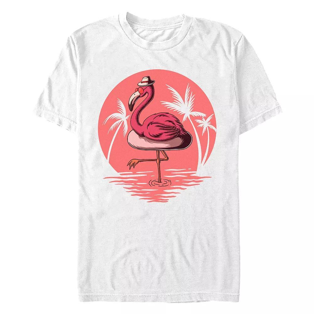 Big & Tall Flamingo Summer Chilling Graphic Tee, Men's, Size: 3XL Tall, White Product Image