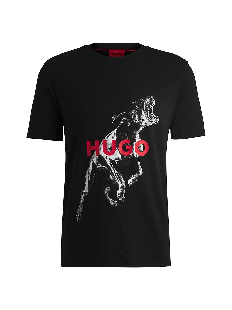 Mens Oversize-Fit T-Shirt in Cotton with Animal Graphic Product Image