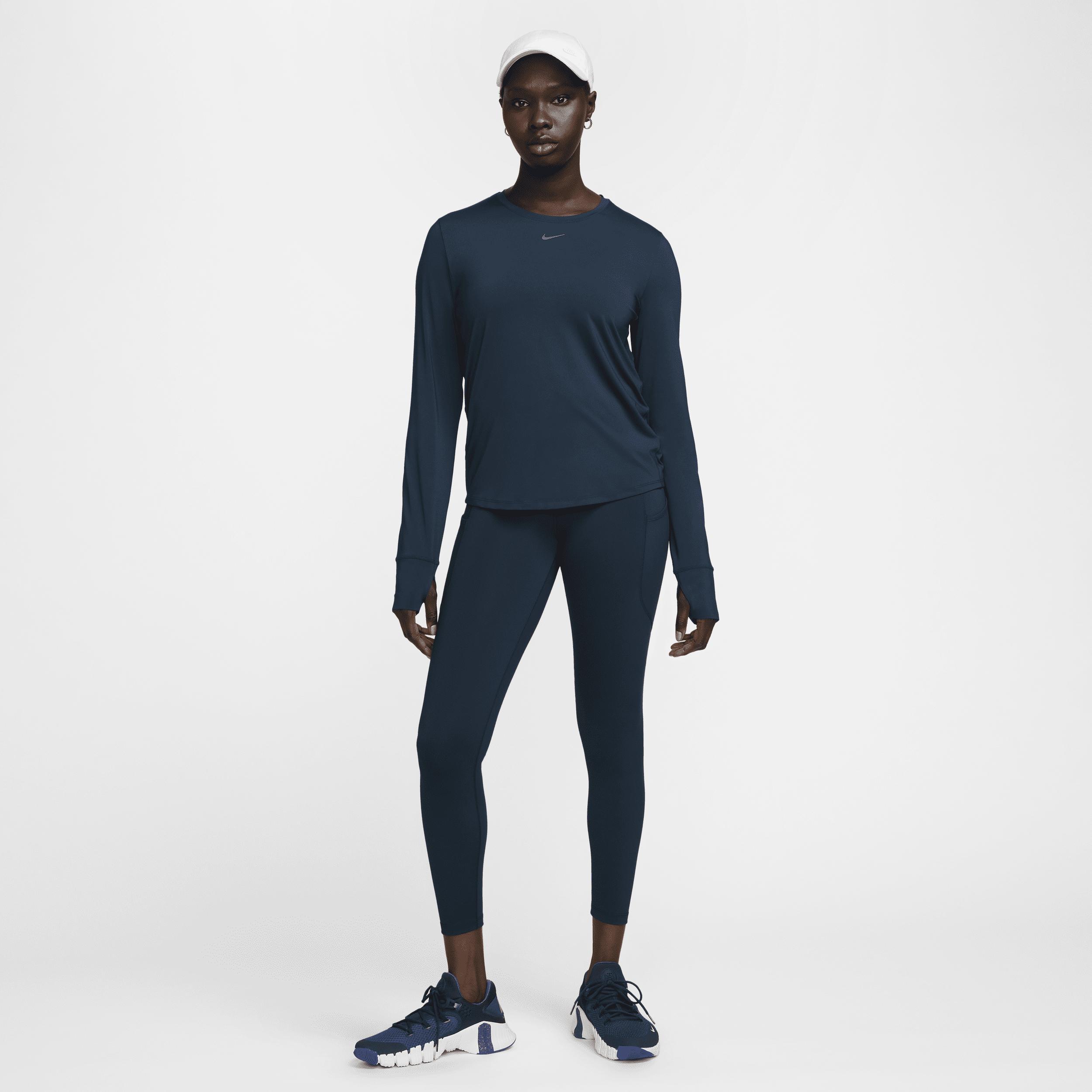 Women's Nike One Classic Dri-FIT Long Sleeve Top, Size: XXL, Armory Blue Product Image