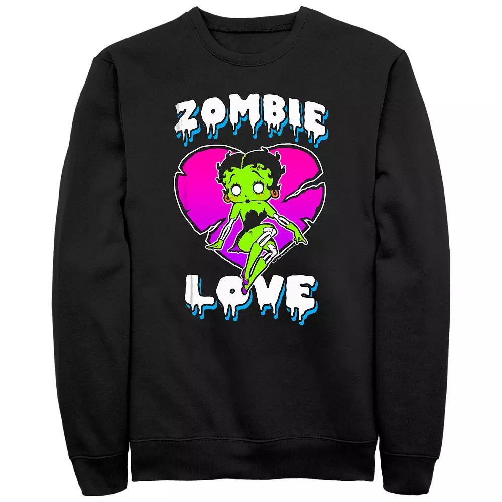 Big & Tall Betty Boop Zombie Love Fluorescent Colors Graphic Fleece Pullover, Men's, Size: 3XL, Black Product Image