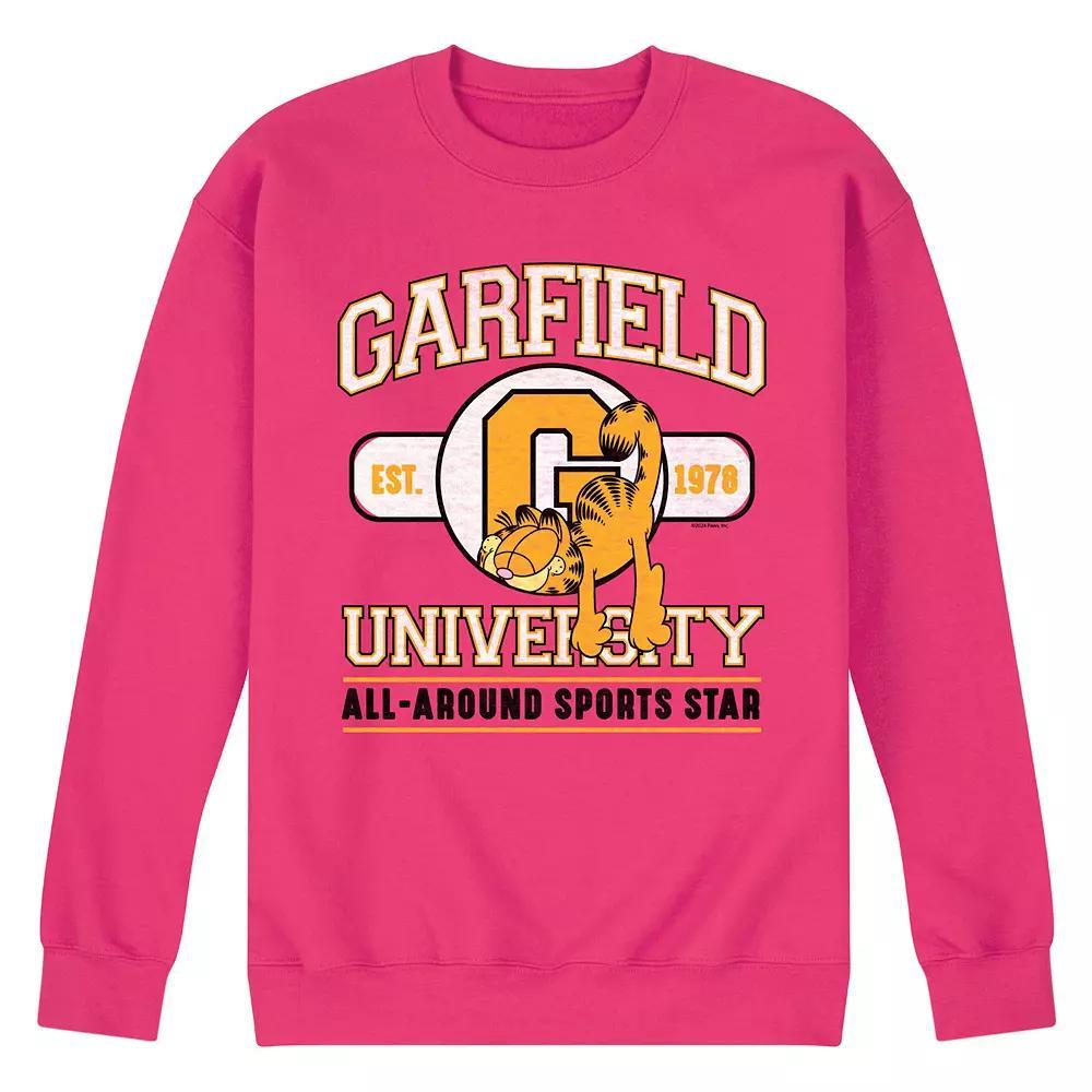 Mens Garfield University Sports Star Fleece Sweatshirt Pink Product Image