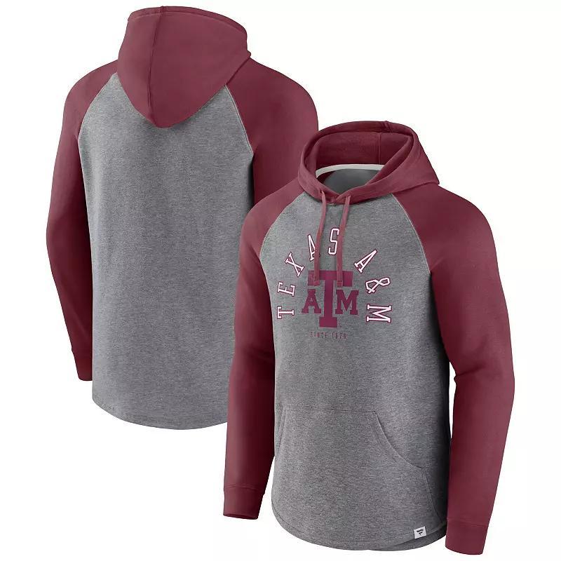 Men's Fanatics Branded Maroon/Heather Gray Texas A&M Aggies Wrap Up Raglan Pullover Hoodie, Size: 3XL, Red Product Image