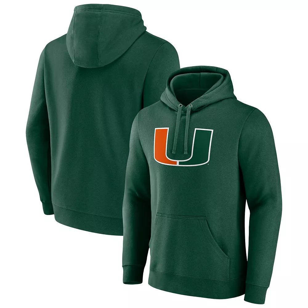 Men's Fanatics Green Miami Hurricanes Fleece Pullover Hoodie, Size: Large Product Image