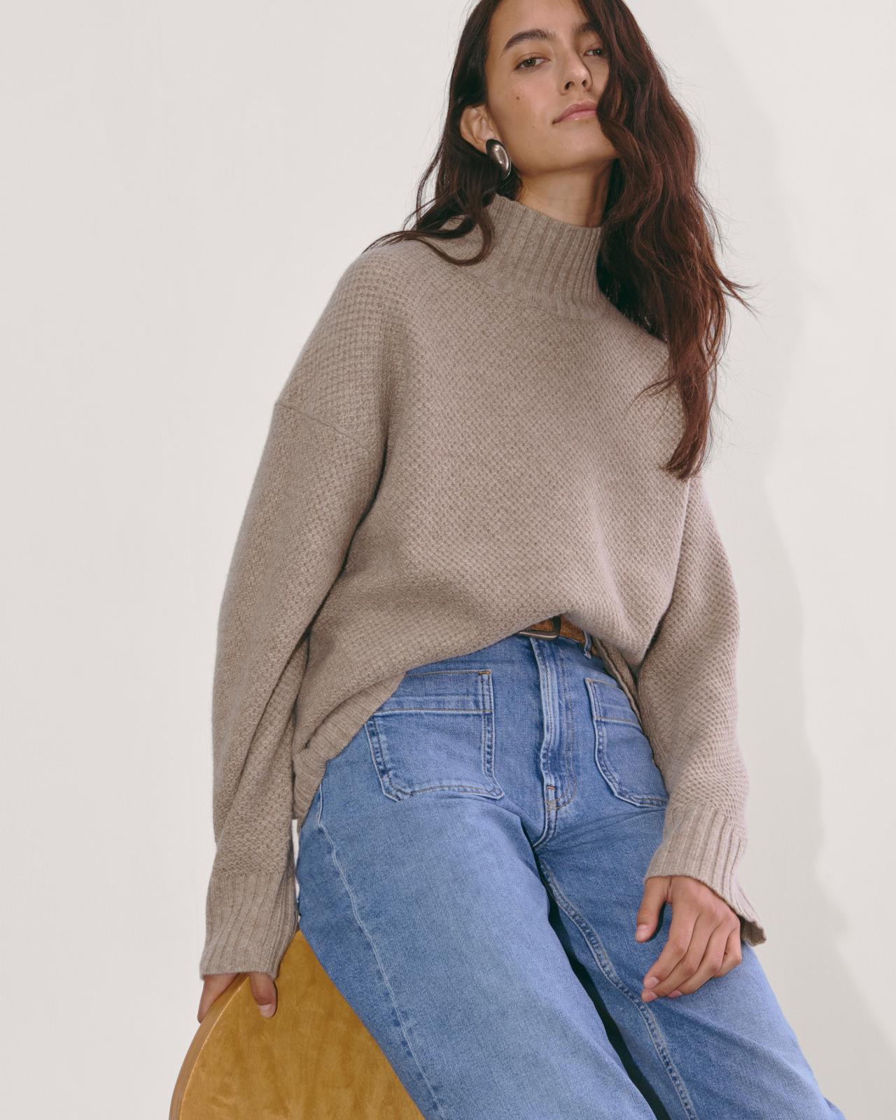 The Honeycomb Funnel Neck in Wool Cashmere Product Image