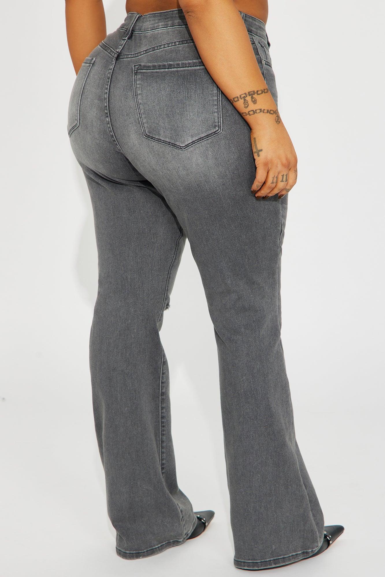 Pleasure Seeker Soft Stretch Flare Jeans - Grey Product Image
