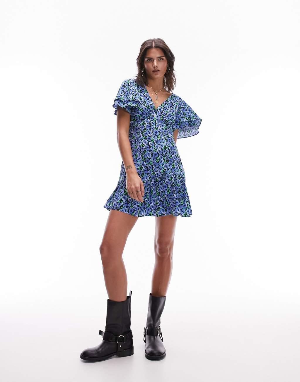 Topshop Bella tea dress with angel sleeve Product Image